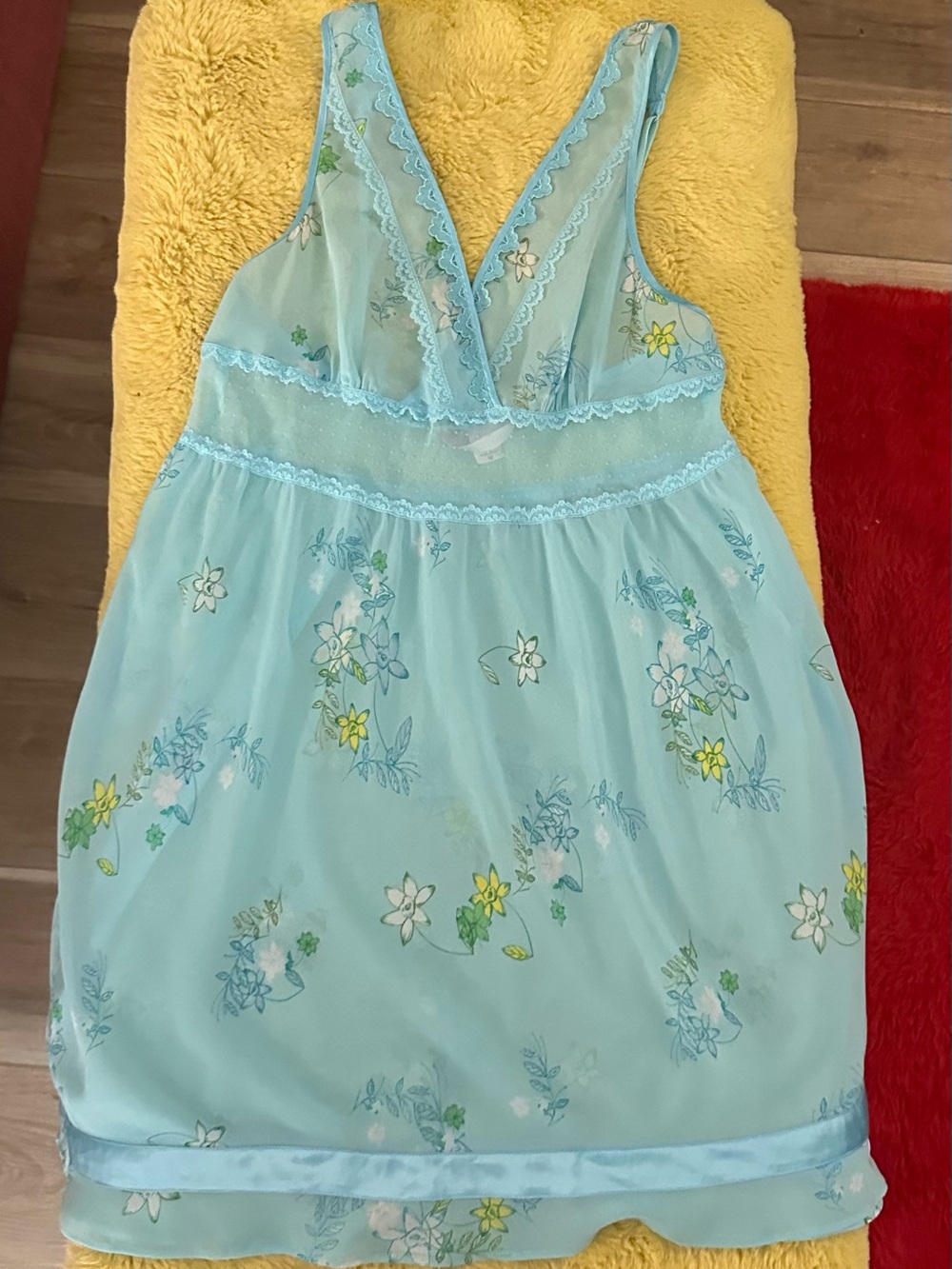 Vintage Victoria's Secret Light Blue fairy floral Sheer Nightgown